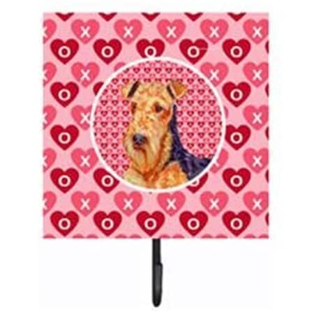 Jensendistributionservices 4.25 x 7 in. Airedale Valentines Love and Hearts Leash Or Key Holder MI1656680